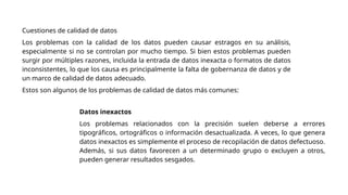 Datos Inconsistentes TEMA 14.pptx Calidad de los propios datos. | PPTX