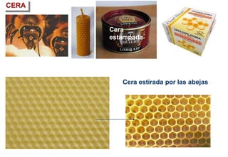 CERA
Cera
estampada
Cera estirada por las abejas
 