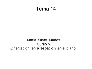 Tema 14 María Yuste  Muñoz  Curso 5º Orientación  en el espacio y en el plano.  