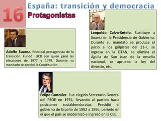 José María Aznar. Presidente del PP desde
1990, logró el triunfo de su partido en las
elecciones generales de 1996. Presid...