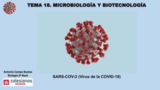 TEMA 18. MICROBIOLOGÍA Y BIOTECNOLOGÍA
Antonio Campo Buetas
Biología 2º Bach
SARS-COV-2 (Virus de la COVID-19)
 