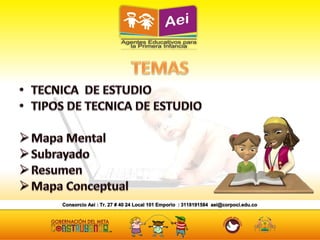 TÉCNICAS DE ESTUDIO (Para agentes educativos)