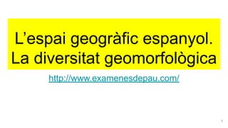 L’espai geogràfic espanyol.
La diversitat geomorfològica
http://www.examenesdepau.com/
1
 