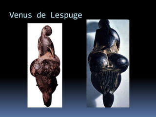 Temática: figuras de animales y Signos (manos, símbolos geométricos).Técnica: pigmentos naturales y Grasas animales.Aspectos formales: colorido, naturalismo,  perspectiva torcida, volumen, ausencia de profundidad espacial.Interpretación y posible sentido deestas pinturas: la magia simpática.