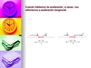 Cuando hablemos de aceleración, a secas, nos
referiremos a aceleración tangencial
 