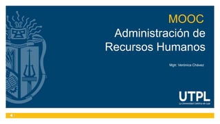 Administración de
Recursos Humanos
Mgtr. Verónica Chávez
MOOC
 