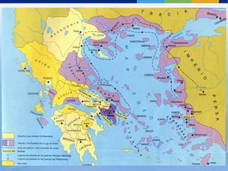 L’ Hèl.lade.

 Encara que hi ha una fragmentació
  política en diverses polis, els grecs tenien
  molts lligams en comú i...
