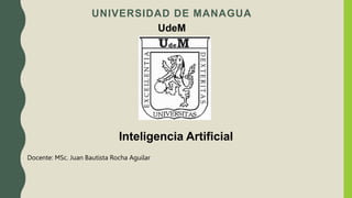 UNIVERSIDAD DE MANAGUA
Inteligencia Artificial
UdeM
Docente: MSc. Juan Bautista Rocha Aguilar
 