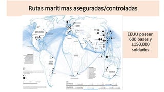 Rutas marítimas aseguradas/controladas
EEUU poseen
600 bases y
±150.000
soldados
 
