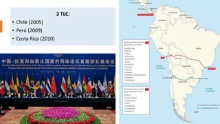 3 TLC:
• Chile (2005)
• Perú (2009)
• Costa Rica (2010)
 