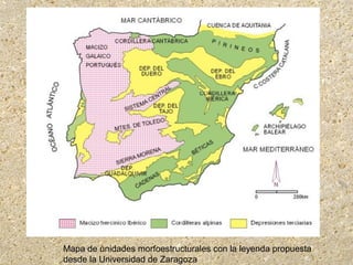 Mapa de unidades morfoestructurales con la leyenda propuesta
desde la Universidad de Zaragoza
 