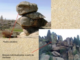 Piedra caballera
Bloques individualizados a partir de
diaclasas
 