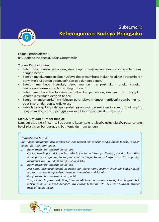 Tema 1 Indahnya Kebersamaan 1 Kurikulum 2013 Bse Kelas 4 Sd Buku Guru