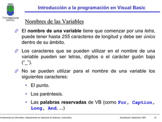 Tema 1 introduccion a la programacion en visual basic | PDF