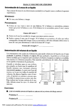 MASA Y VOLUMEN DE LÍQUIDOS 
PDF created with pdfFactory Pro trial version www.pdffactory.com 
 