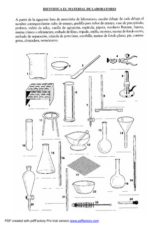 IDENTIFICA EL MATERIAL DE LABORATORIO 
PDF created with pdfFactory Pro trial version www.pdffactory.com 
 