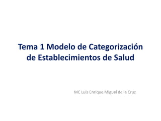 Tema 1 Modelo de Categorización
de Establecimientos de Salud
MC Luis Enrique Miguel de la Cruz
 