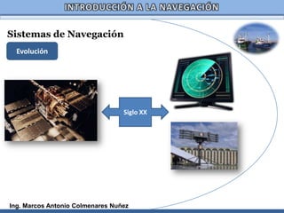 Sistemas de Navegación
  Evolución




                                  Siglo XX




Ing. Marcos Antonio Colmenares Nuñez
 