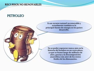 PETROLEOPETROLEO
RECURSOS NO RENOVABLESRECURSOS NO RENOVABLES
 