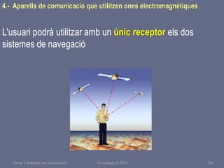 Tema 1 Sistemes de comunicació Tecnologia 3r ESO 164
4.- Aparells de comunicació que utilitzen ones electromagnètiques
L'usuari podrà utilitzar amb un únic receptor els dos
sistemes de navegació
 