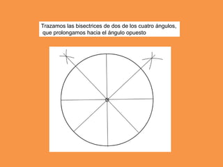 Trazamos las bisectrices de dos de los cuatro ángulos,
que prolongamos hacia el ángulo opuesto
 