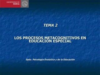 TEMA 2 LOS PROCESOS METACOGNITIVOS EN EDUCACIÓN ESPECIAL Dpto. Psicología Evolutiva y de la Educación 
