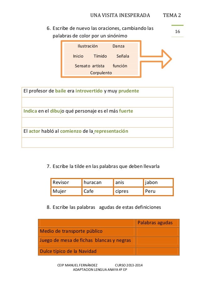 Cual Es La Silaba Tonica De Alambre Tema 2. adaptacion 4º anaya lengua