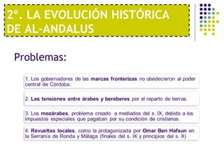 2º. LA EVOLUCIÓN HISTÓRICA
DE AL-ANDALUS
Problemas:
 