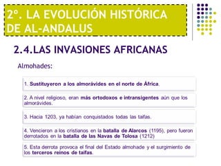 2º. LA EVOLUCIÓN HISTÓRICA
DE AL-ANDALUS
Almohades:
2.4.LAS INVASIONES AFRICANAS
 