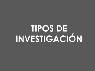 TIPOS DE
INVESTIGACIÓN

 