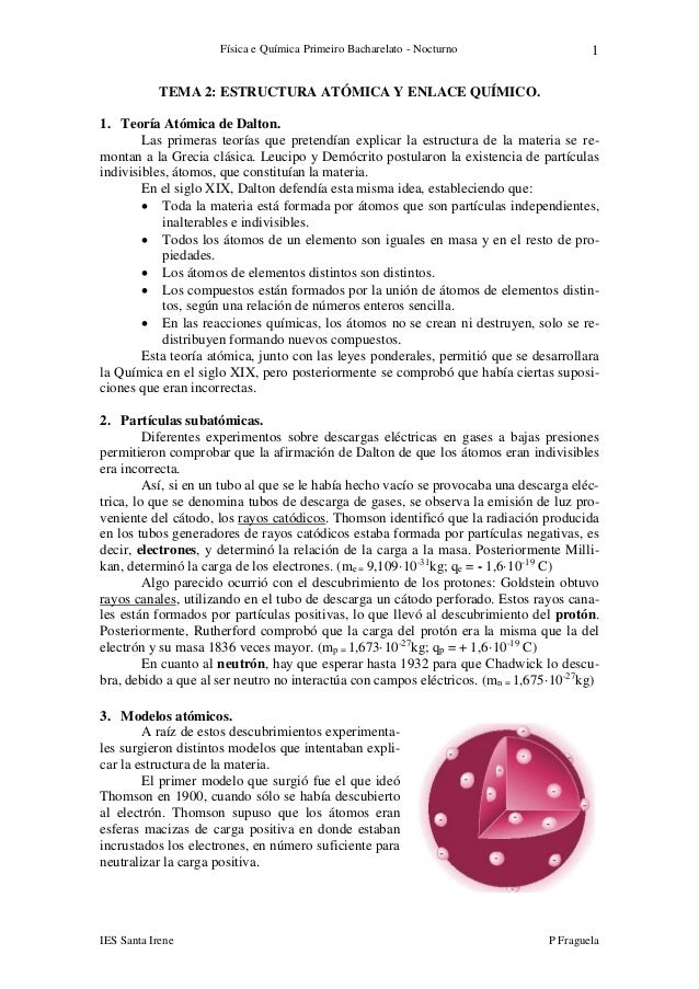 Tema 2 Estructura Atómica Y Enlace Quimico