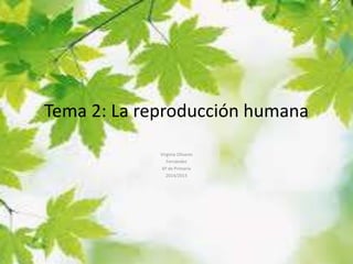 Tema 2: La reproducción humana 
Virginia Olivares 
Fernández 
6º de Primaria 
2014/2015 
 