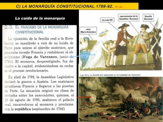 C) LA MONARQUÍA CONSTITUCIONAL.1789-92. PP. 29L
La caída de la monarquía
 