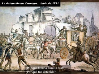 La detención en Varennes. Junio de 1791
¿Por qué huía la familia real?
¿Por qué fue detenida?
 