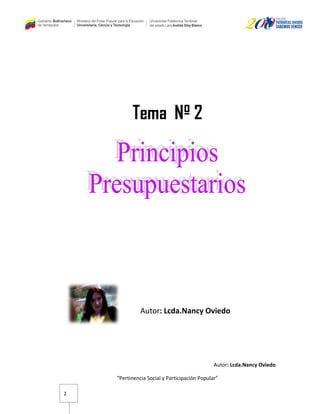 Autor: Lcda.Nancy Oviedo
“Pertinencia Social y Participación Popular”
1
Tema Nº 2
Autor: Lcda.Nancy Oviedo
 