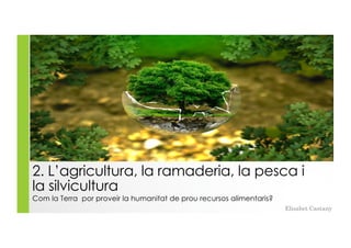 2. L’agricultura, la ramaderia, la pesca i
la silvicultura
Com la Terra por proveir la humanitat de prou recursos alimentaris?
Elisabet Castany
 