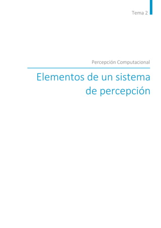 Tema 2
Elementos de un sistema
de percepción
Percepción Computacional
 