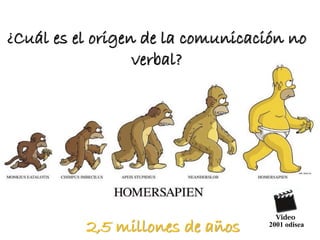 ¿Cuál es el origen de la comunicación no
verbal?
2,5 millones de años 2001 odisea
 