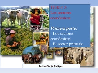 TEMA 2:
Los sectores
económicos
Primera parte:
- Los sectores
económicos
- El sector primario
Enrique Torija Rodríguez
 
