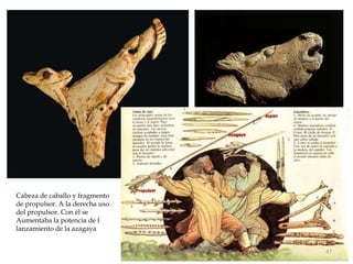 Cabeza de caballo y fragmento
de propulsor. A la derecha uso
del propulsor. Con él se
Aumentaba la potencia de l
lanzamiento de la azagaya
Marta López Rodríguez. Ave María Casa
Madre
47
 