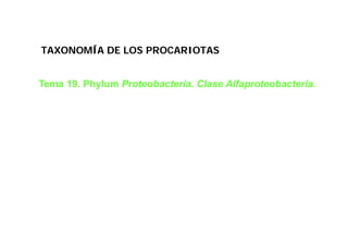 TAXONOMÍA DE LOS PROCARIOTAS


Tema 19. Phylum Proteobacteria. Clase Alfaproteobacteria.
 