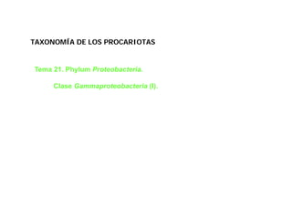 TAXONOMÍA DE LOS PROCARIOTAS


Tema 21. Phylum Proteobacteria.

     Clase Gammaproteobacteria (I).
 