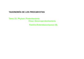 TAXONOMÍA DE LOS PROCARIOTAS


Tema 22. Phylum Proteobacteria.
                   Clase Gammaproteobacteria.
                   Familia Enterobaceriaceae (II).
 