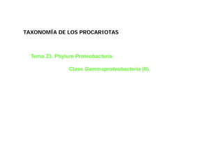 TAXONOMÍA DE LOS PROCARIOTAS



  Tema 23. Phylum Proteobacteria.

                Clase Gammaproteobacteria (II).
 