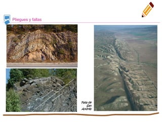 Pliegues y fallas
Falla de
San
Andrés
 