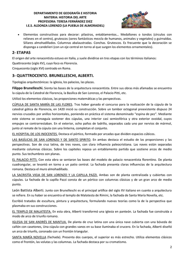Tema 23 evolución de la arquitectura renacentista italiana brunelleschi