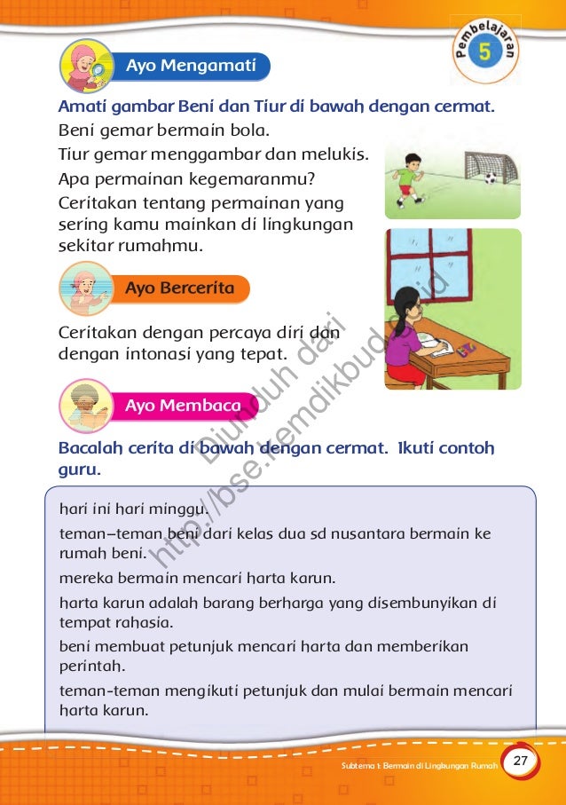 Tema 2 bermian di lingkunganku buku siswa 1 