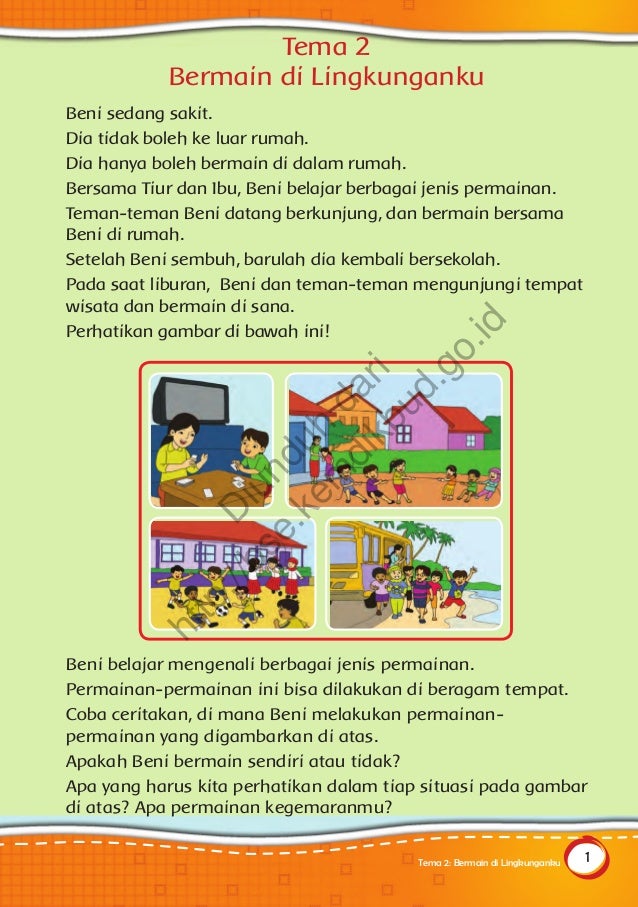 Tema 2 Bermian Di Lingkunganku Buku Siswa 1