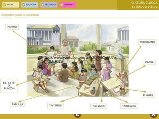 CULTURA CLÁSICA
La infancia clásica
4. La educación
https://www.youtube.com/watch?v=6Xo6U7n
76_UMUSICA
 