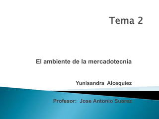 El ambiente de la mercadotecnia
Yunisandra Alcequiez
Profesor: Jose Antonio Suarez
 